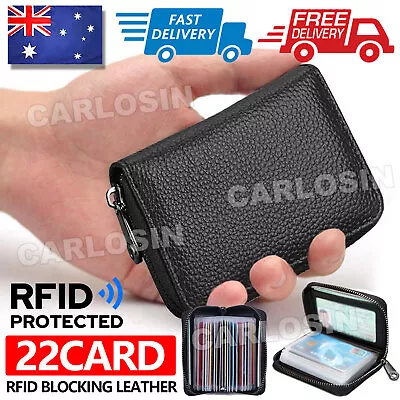 Mini Leather 22 Card Wallet RFID Blocking Business Case Purse Credit Card Holder • $6.75