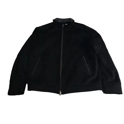 Peter Millar Westport Crown Black Fleece Jacket Wool Cashmere Bomber Sz Large • $149.97