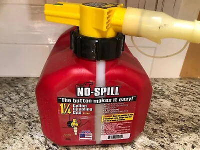 No-Spill Gasoline Can #1415-V6 Gas Can 1 1/4 Gallon Push Button Control NEW • $15.95