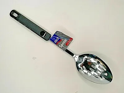Vintage 1997 EKCO Chrome Plated Slotted Spoon Black Handle - New • $12.95