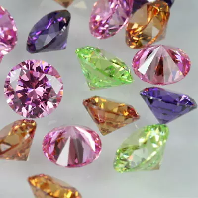 CUBIC ZIRCONIA LOOSE GEMS ROUND BRILLIANT CUT 1.5-3mm 12 COLOURS VARIOUS PACKS • £2.77