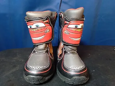 Disney Pixar Cars Black Red !!Light Up!! Snow Winter Boots Toddler Boy's 7  • $20