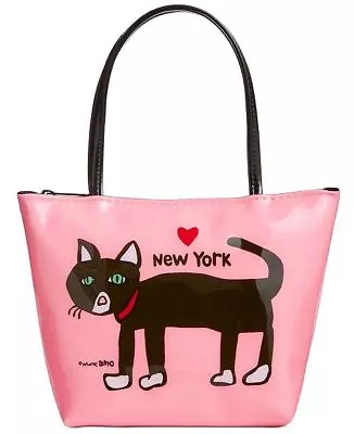  Marc Tetro NYC Spike Black Cat Zip Tote Bag Pink Vinyl Small (MINI) Size NEW  • $24.99