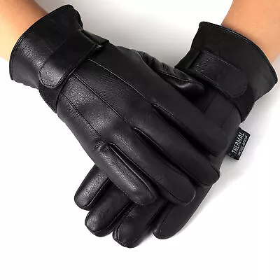 Alpine Swiss Mens Gloves Dressy Genuine Leather Warm Thermal Lined Wrist Strap • $17.99