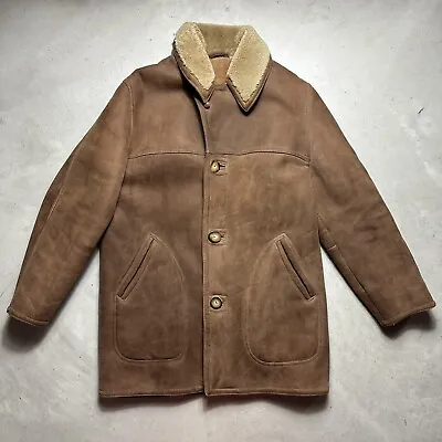 Vintage 70s Abercrombie Fitch Marlboro Suede Shearling Rancher Coat Jacket Men M • $280