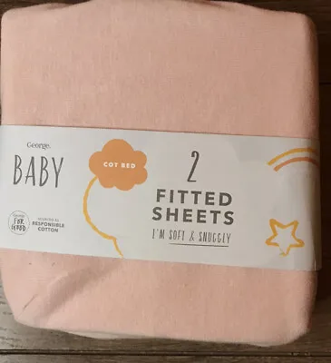 GEORGE Baby Cot Bed Pink  Fitted Sheets X 2  NEW • £9.99