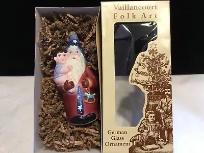$69.99 • Buy Vaillancourt Folk Art Painted STARLIGHT SANTA Glass Christmas Ornament NIB -PP9