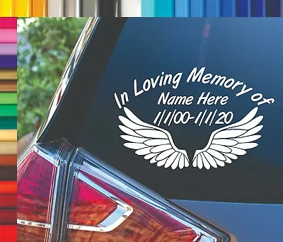 In Loving Memory Of Personalized Wings Angel Vinyl Car Decal Sticker • $5