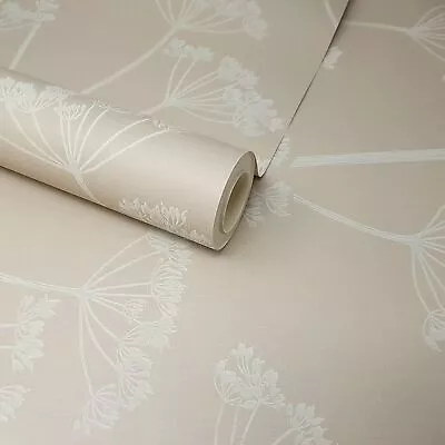 Fine Decor Soft Khaki Grey & Off-White Brasilia Flower Floral Feature Wallpaper • £6.49