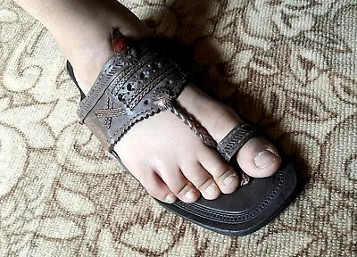 Handmade Indian Women's Kolhapuri Leather Slippers Sandals Ethnic Mojari Chappal • $29.99