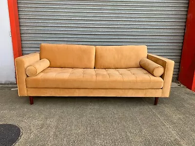 IDS Home Scott 3 Seater Sofa In Yellow Velvet • £599