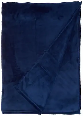 Fleece Blanket Navy Blue King Size Flannel Lightweight Microfiber • $27.98
