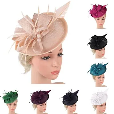 £7.35 • Buy Women Fascinator Hat Flower Feather Mesh Hair Band Tea Party Evening Party