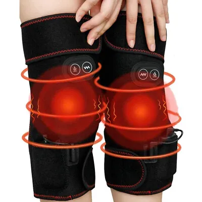 Electric Heated Knee Pad Brace Arthritis Pain Relief Warmer Therapy Leg Massager • $22.89