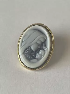 Vintage Cameo Style Gold Pin Mother With Veil Or Shawl And Her Baby Unmarked • $18.99