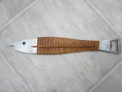 Carl Aubock Auböck MCM Neptune Fish Bottle Opener Cane/Bamboo Wrapped Handle • $199.99