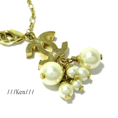 CHANEL Bracelet AUTH Coco Mark CC Chain Logo Vintage GOLD Fake Pearl Ball F/S • $530.99