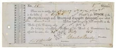 Murfreesborough And Woodbury Turnpike Co. - Stock Certificate - Early Turnpike S • $200