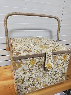 VINTAGE 1960’s  ORIGINAL PADDED SEWING BOX Satin Lining Lg 30/27x27x20cm VGC  • $40