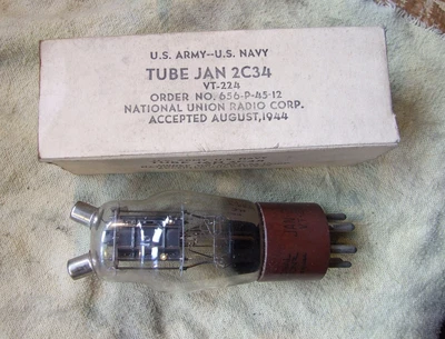 £15 • Buy 2C34 Tubes THREE OFF, NIB,  US ARMY MILITARY RADIO 1944