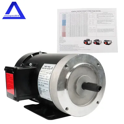 2 HP 3 Phase Electric Motor 56C Frame 1800 RPM TEFC 230 / 460 Volt • $230.08