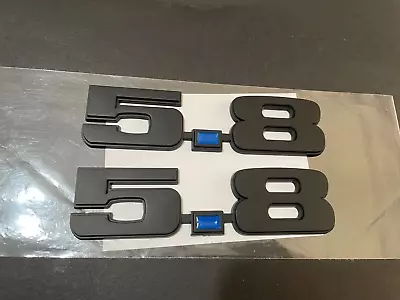 351W Windsor 5.8 Liter Matte Black & Blue Fenders Emblem Badge - Pair • $18.95