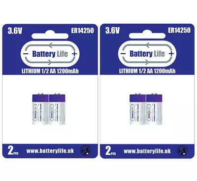 ER14250 Batteries (4) LS14250 Half 1/2 AA 3.6v 1200mAh Long Battery Life UKBrand • £11.40