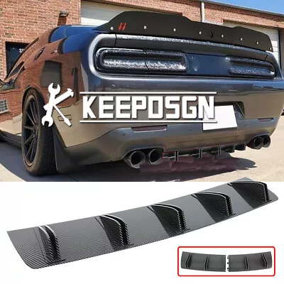 For Dodge Challenger Scatpack 15-23 Carbon Look Rear Bumper Diffuser Splitter • $45.15