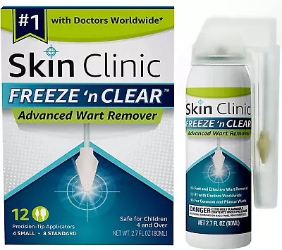 $22.39 • Buy Skin Clinic FREEZE �N CLEAR Advanced Wart Remover #1 Removal Technology W Doctor