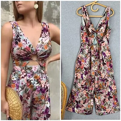 Sheike Hannah Jumpsuit Floral Flower Print Size 14 L Purple • $85