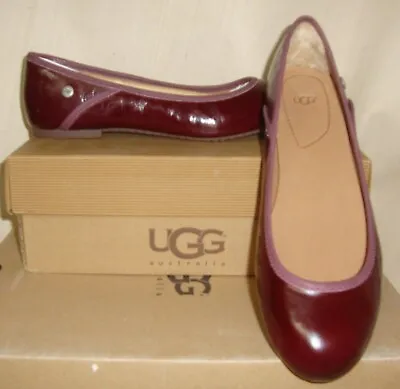UGG Australia ANTORA II Deep Bordeaux Patent Leather Slip On Shoes Size US 8 NIB • $48.90