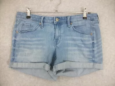 Mossimo Women's Denim Shorts Mid Rise Midi Light Wash Roll Cuff Booty Stretch 6 • $10.95