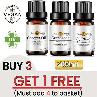 Natural Carrier Base Oil 100ml - Pure Aromatherapy Oils Massage Oils Vegan • £9.99