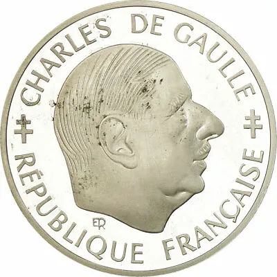 [#751846] Coin France Charles De Gaulle Franc 1988 Paris Proof MS Sil V • $64.70