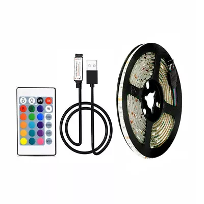 USB LED Strip Lights 5050 RGB Colour Changing Tape TV Kitchen Lighting 1-5m • $10.04