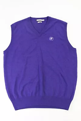 Peter Millar Mens Medium Purple Sweater Vest V-Neck 100% Merino Wool Pullover • $27