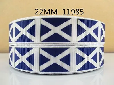 1 Metre Scotland Flag Ribbon Size 7/8 Hair Bows Headbands Card Making Crafts • £0.99