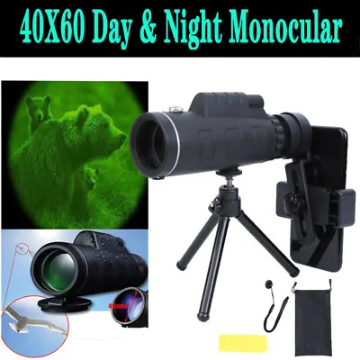 40X60 Zoom HD Monocular Telescope For Cell Phone Night Vision+Tripod +Clip • $6.99