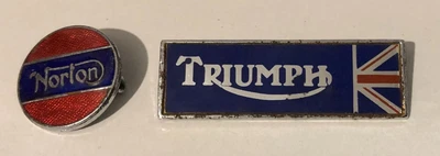 £12.99 • Buy Vintage Motorcycle Biker Enamel Pin Badges Norton And Triumph