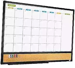  Magnetic Calendar Whiteboard & Bulletin Corkboard Combination Combo 24 X 18  • $44.04