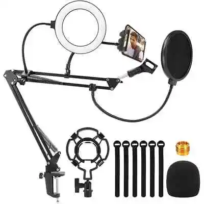 £22.99 • Buy Victop Professional Microphone Boom Arm With Fill Light Mic Stand