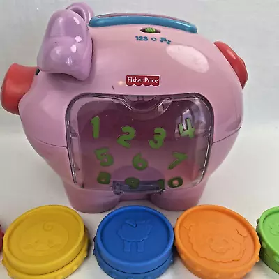 Fisher Price Laugh & Learn 2006 Musical Pink Piggy Bank Animals With 10 Coins • $36.99