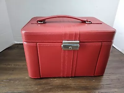 Pottery Barn Medium Quinn Leather Travel Jewelry Box In Red- NO Monogram • $165