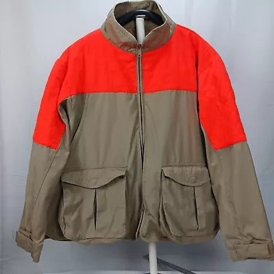 Cabela's Men's 2XL Duck Hunting Jacket Coat Orange Khaki Many Pockets Double Zip • $35.10