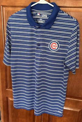 MLB Chicago Cubs Polo Genuine Wear Blue Striped With Logo Size Men's Medium  • $12.82