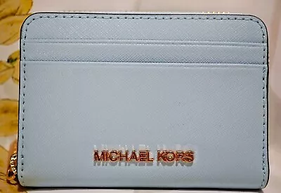 Michael Kors Jet Set Travel Medium Zip Around Card Case Wallet Saffiano Leather • $78.95