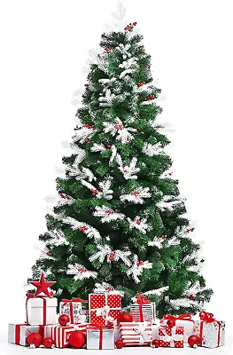 7Ft Premium Unlit Christmas Tree Snow Flocked Hinged Artificial Christmas Tree P • $82.99
