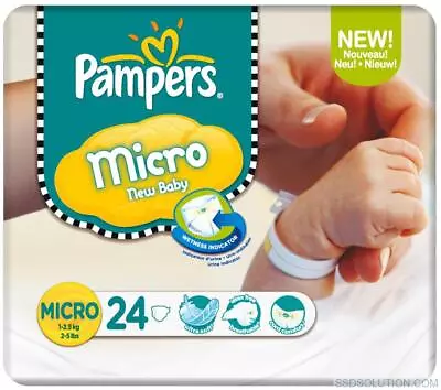 Micro Size 0 1-2.5kg - For Early Babies (24 Nappies) • $12.50