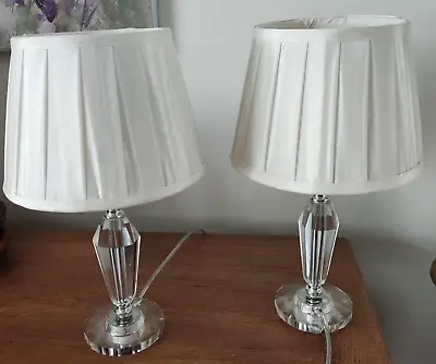 £55 • Buy Pair Vintage Laura Ashley Cut Glass Table Lamps / Bedside Lamps With Shades