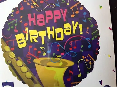HAPPY BIRTHDAY  Saxaphone & Music Notes Foil Balloon #16457 F1A • $3.72